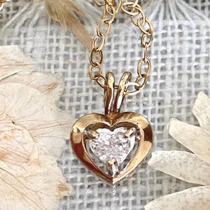 Diamond Heart-shape 9K Gold Pendant with Necklace