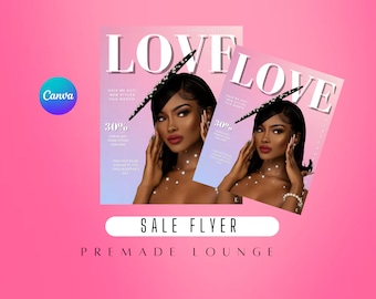 Plantilla de volante del Día de San Valentín, Plantilla de volante de Canva, Folleto rosa del Día de San Valentín, Diseño de volante, Plantilla de volante editable, Folleto de ventas