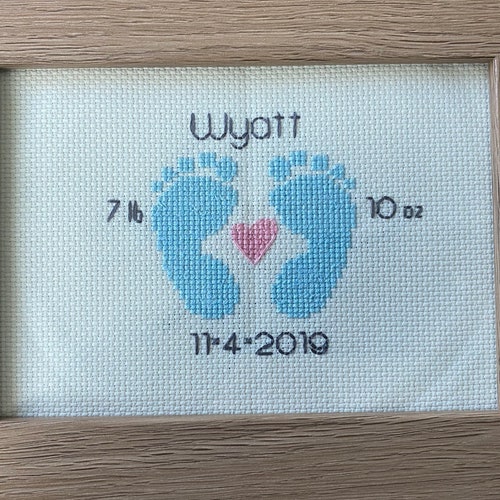 Birth Announcement Cross Stitch Pattern Baby Announcement Etsy
