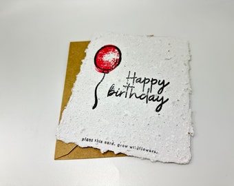 Plantable Birthday Card -  Handmade Seed Paper Card with Envelope