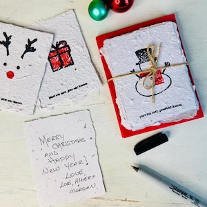 Set of 10 Seed Paper Holiday Greeting Cards with Envelopes - Plantable Christmas Cards