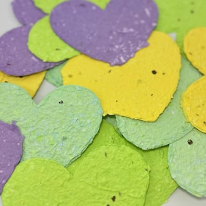 Coeurs de papier à planter en vrac 4" différentes couleurs | Papier confettis | Papier recyclé fait main | Papier de voeux | Respectueux de l'environnement | Cadeaux de mariage