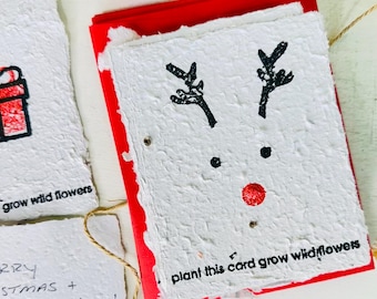 Set of 10 Seed Paper Holiday Greeting Cards with Envelopes - Plantable Christmas Cards