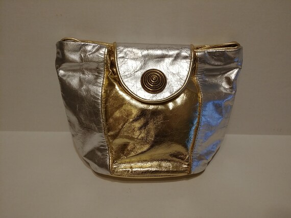 Gold/Silver Metalic Leather Evening Bag