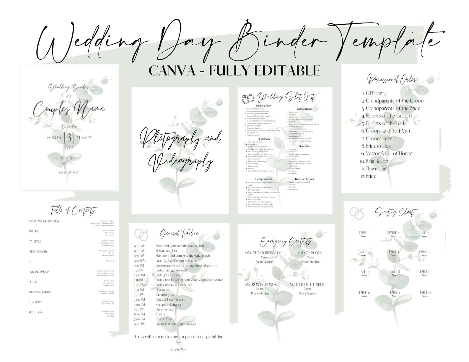 Wedding Day Binder Template Wedding Binder Day of Etsy