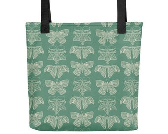 Green Butterfly Tote Bag | Everyday Tote Bag | Nature lover | Spring Design | Butterfly Wing Art | Bugs