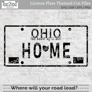 Ohio License Plate SVG Template - Ohio Heart Home Love Svg - Doormat, Pillow, or T-shirt Cut File - Svg for Cricut - DXS File for Silhouette
