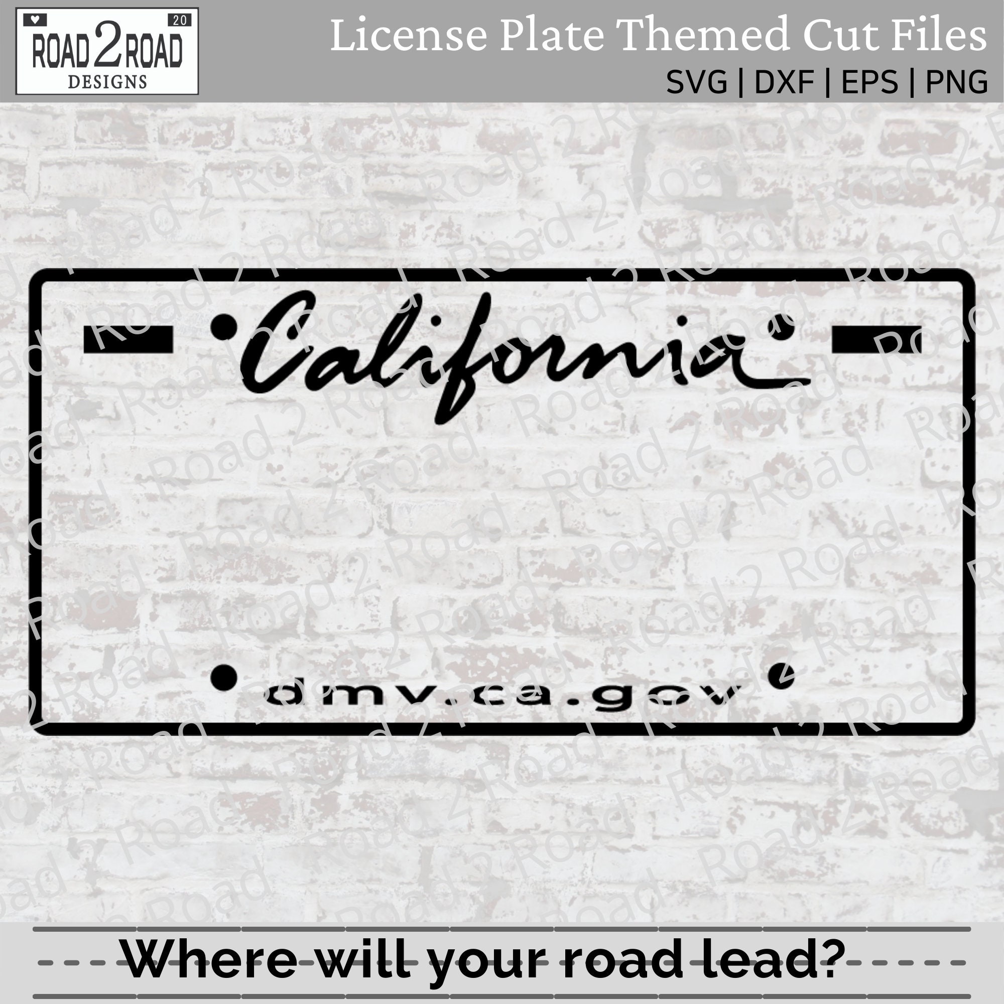 California Blank License Plate SVG Cut File Template for Etsy