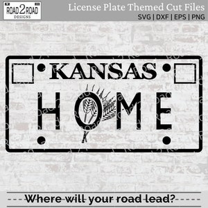 Kansas HOME License Plate SVG Cut File Template for Cricut | Car Window Sticker  | Kansas State Love | Handmade T-shirt Download |  DXS