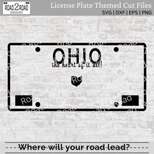 Ohio Blank License Plate SVG Template - Ohio Heart Home Love Svg - T-shirt Cut File - Svg for Cricut - DXS File for Silhouette
