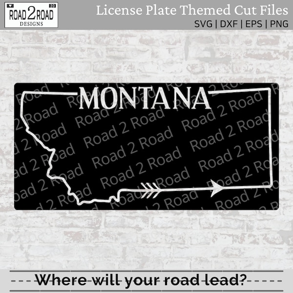 Montana Black Out Arrow Blank License Plate SVG Cut File - Customizable MT Download - For Cricut - Pillow - T-shirt, Decal -  DXS, Png, Eps