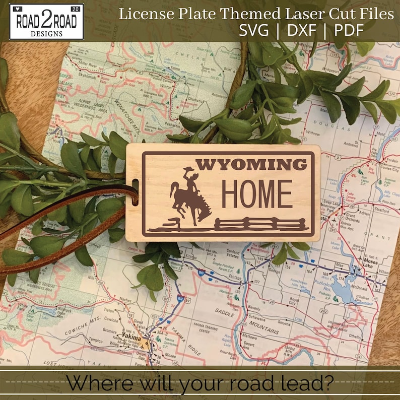 Wyoming Luggage Tag Laser Cut File Ready Etsy
