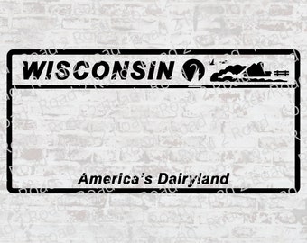 Wisconsin Blank  License Plate SVG Cut File - Customizable Decal Svg - WI is Home, Svg Cricut Cut File - T- Shirt - DXS File Silhouette