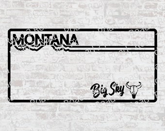 Montana Blank License Plate SVG Cut File - Customizable MT Download - For Cricut - Pillow - T-shirt, Decal -  DXS, Png, Eps