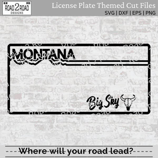 Montana Blank License Plate SVG Cut File - Customizable MT Download - For Cricut - Pillow - T-shirt, Decal -  DXS, Png, Eps