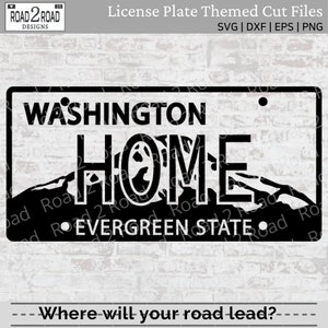 Washington License Plate SVG - Washington State Home Love Svg Cut File - WA State Shape Svg - Svg for Cricut - DXS File for Silhouette