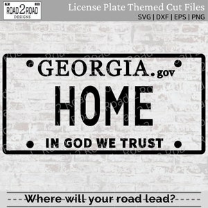 Georgia Simple License Plate SVG - Georgia Home Svg - Doormat, Pillow, or T-shirt Transfer Cut File - In God We Trust -Svg for Cricut