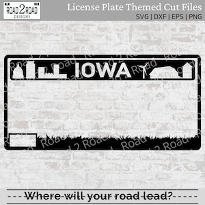 Iowa Blank Customizable License Plate SVG Cut File | I Love Iowa | Car Window Sticker  | Iowa Personalizable T-shirt Download | Silhouette