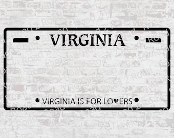 Virginia License Plate SVG Cut File - Blank Virginia Svg - Customizable VA is for Lovers - Svg for Cricut - Love Svg - T-shirt, Decal -  DXS