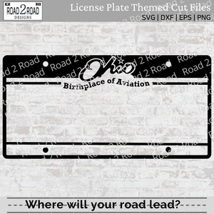 Ohio Blank License Plate SVG - Birthplace of Aviation - Ohio Template, Svg for Cricut - DXS File for Silhouette