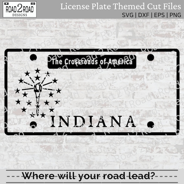 Indiana Blank License Plate SVG Cut File | Personalizable Downloadable | Custom IN Window Decal | Cricut | Silhouette Dxf