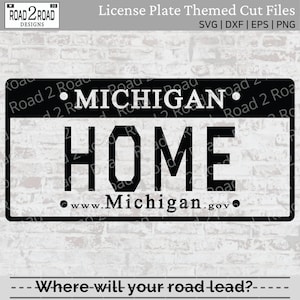 Michigan License Plate SVG - Michigan Home Love Svg Cut File for Sticker - MI State Shape Svg - Svg for Cricut - DXS File for Silhouette