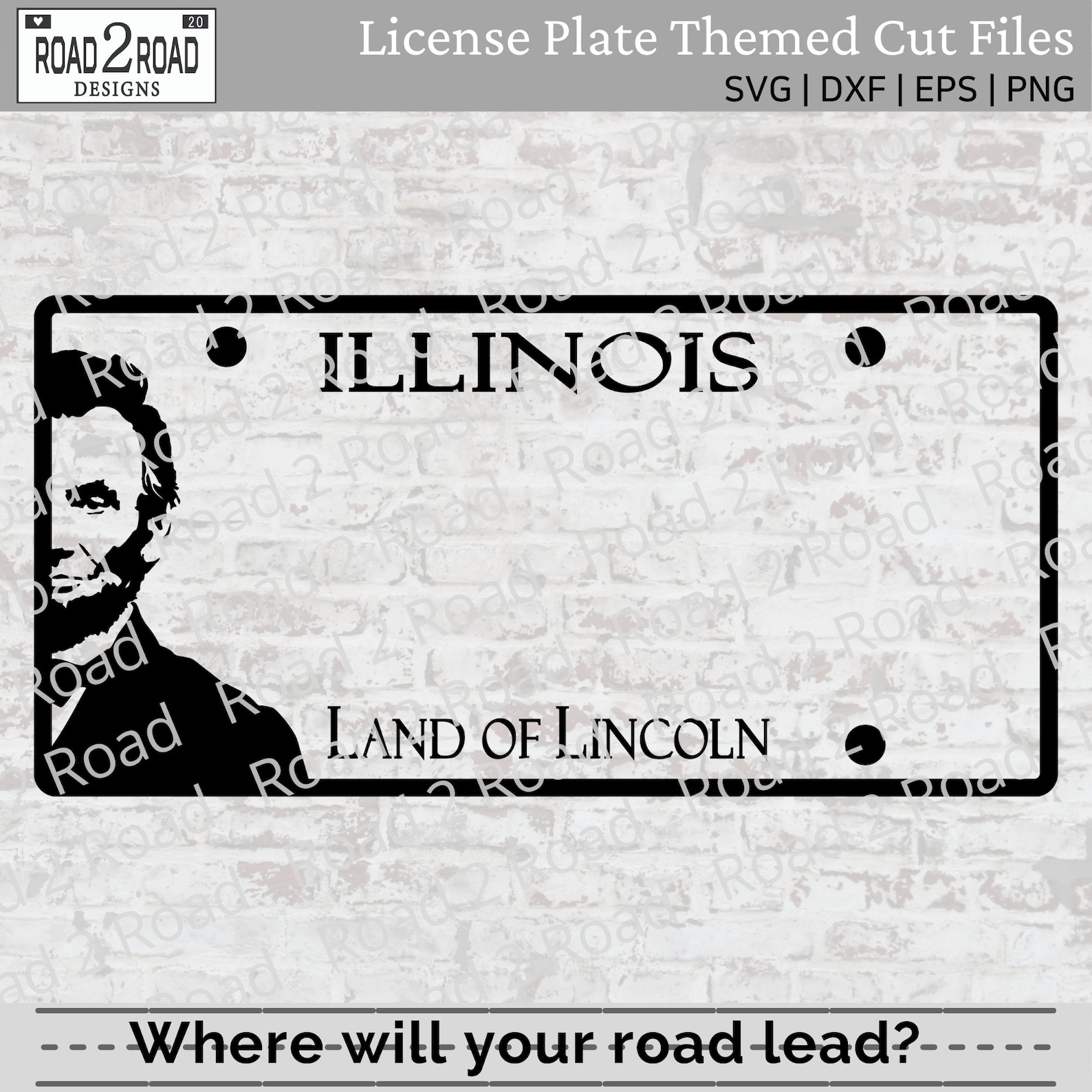 Illinois Blank License Plate SVG Cut File Personalizable Downloadable