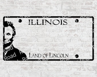 Illinois Blank License Plate SVG Cut File | Personalizable Downloadable File | Customizable Birthday | Shirt Decal  | Cricut | DXS