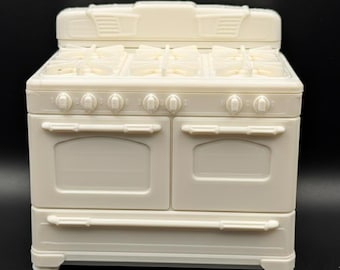Single Color 3D Printed 1950's Style Dollhouse Stove | 1:12 Scale Miniature Kitchen Appliance | MCM Mid-Century Modern