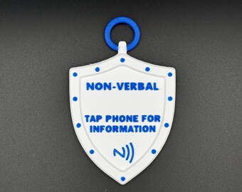 NFC Medical Alert Keychain | Autism & Non-Verbal ID Tag | Shield Keychain for Kids | Tap Phone for Emergency Info