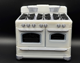 3D Printed 1950's Style Dollhouse Stove | 1:12 Scale Miniature Kitchen Appliance | MCM Mid-Century Modern
