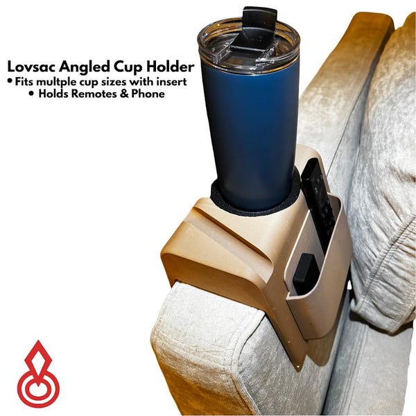 LoveSac Sactional Angled Arm Cup Holder | 3D Printed Couch Organizer