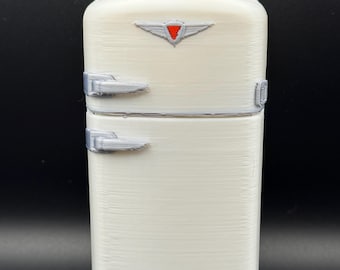 1:8 Scale | 1950s Dollhouse Refrigerator | 3D Printed Miniature | MCM Mid-Century Modern