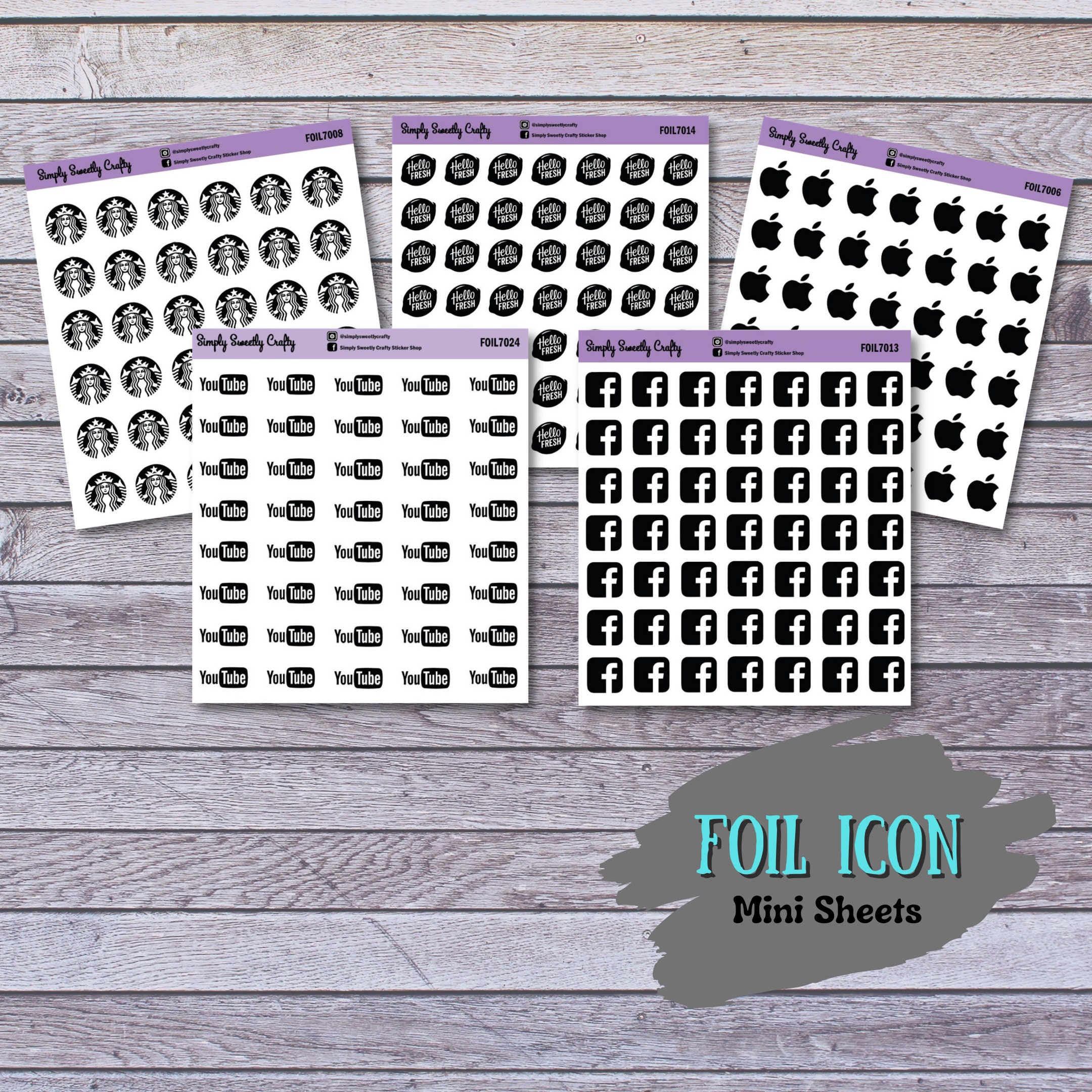 Foiled Planner Stickers Foiled Mini Boxes Planner Stickers Foiled Icon Stickers