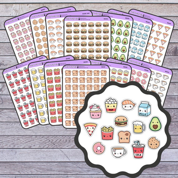 Kawaii Food Planner Stickers Mini Sheet KW4400 Erin Condren | Etsy