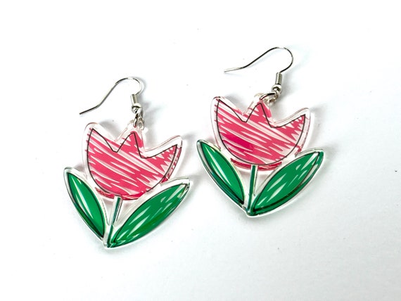 Acrylic tulip earrings