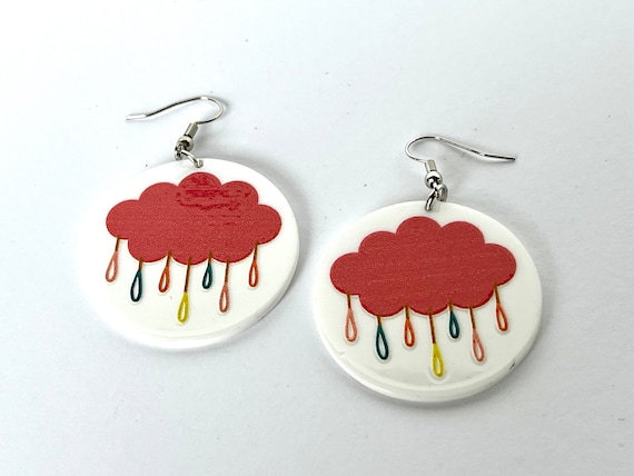 Colorful rain cloud acrylic earrings