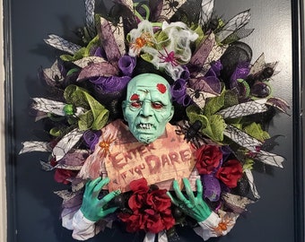 Ghirlanda di mostri spettrali di Halloween - Decorazione macabra per porte di case infestate, avviso di ingresso spaventoso