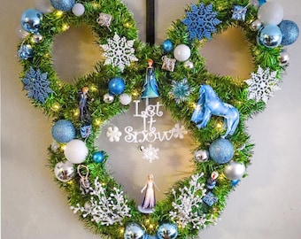Illuminated Frozen Christmas Wreath – LED Elsa & Anna Holiday Décor