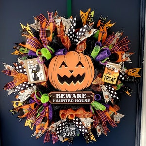 Halloween-Haustürkranz - Gruselige Haustürdekoration für festliche Herbstfeiern