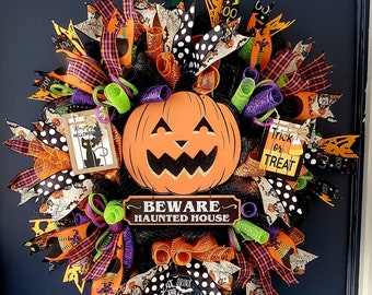 Ghirlanda di Halloween stravagante - Decorazione spettrale per la porta d&#39;ingresso per le celebrazioni autunnali