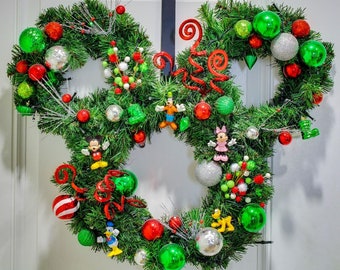 Unique Disney Inspired Christmas Wreath – Holiday Front Door Decor – Personalized Holiday Gift – Magical Christmas Wreath