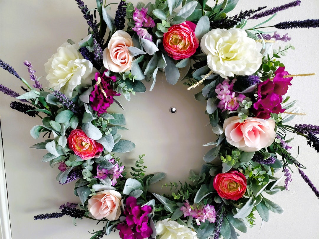 Spring Wreaths Floral Wreath Front Door Wreath Lambs Ear - Etsy