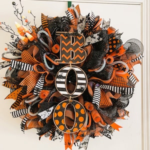 Spooky Boo Halloween Wreath for Front Door - Festive Autumn Decor, Unique Holiday Gifts, Fall Wreath