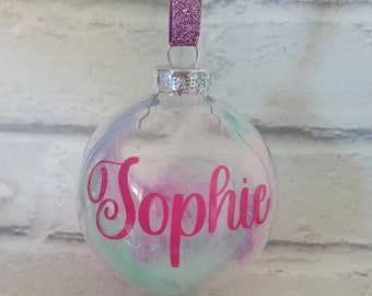 Personalised Glass Bauble 8cm