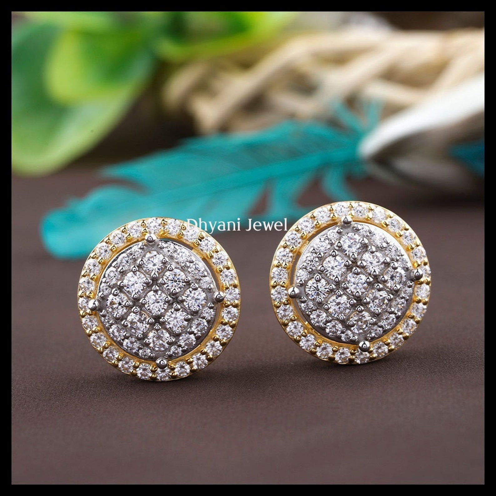1Ct Classic Halo 14K Solid Gold Moissanite Earring Studs Etsy