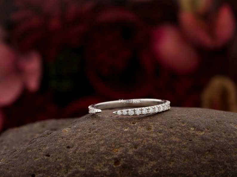 Open Wedding Band Gap Wedding Band Moissanite Wedding Band Etsy