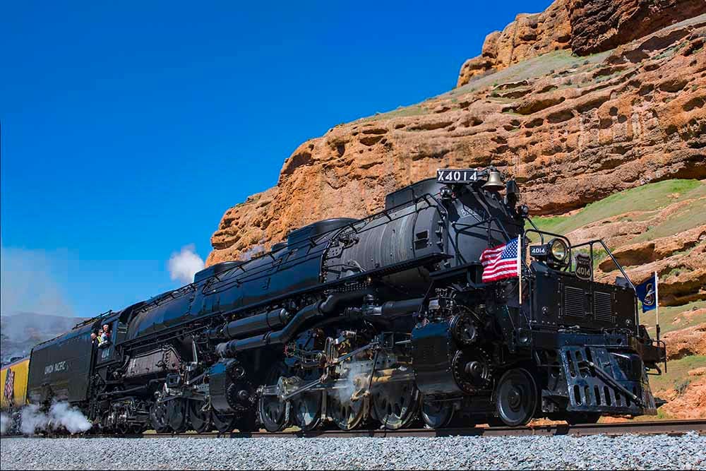 Big Boy 4014 steam going through Echo Canyon on Etsy