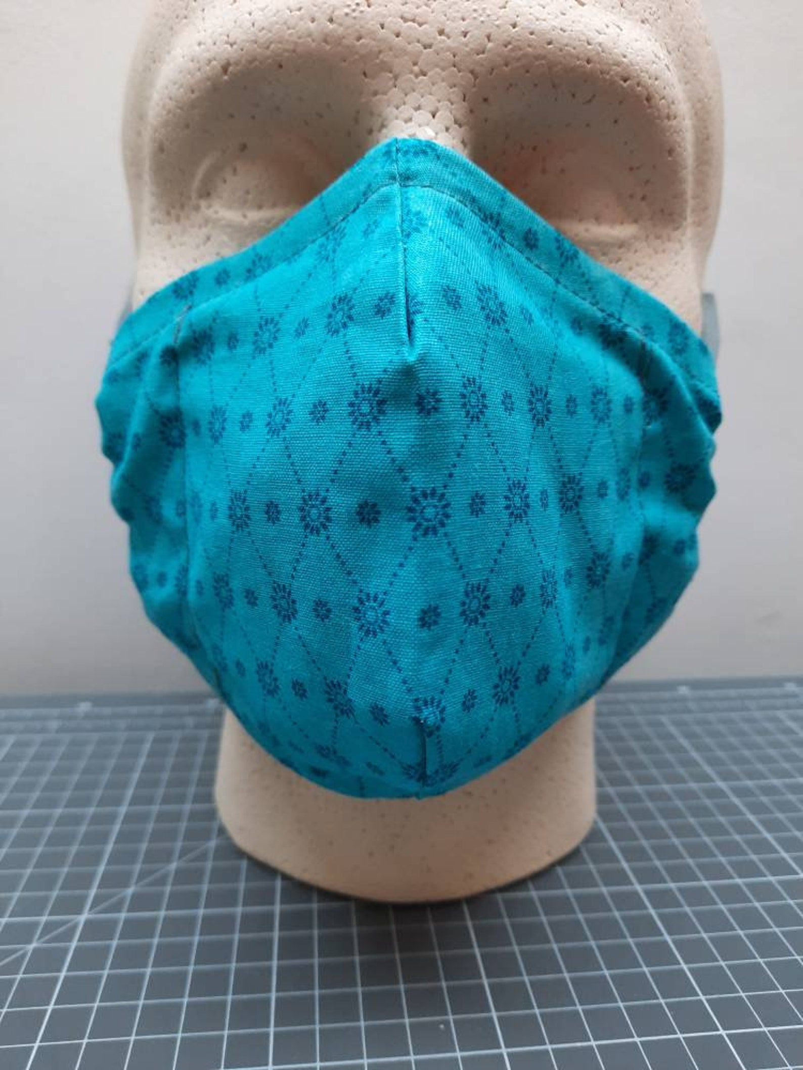 Adjustable Head Strap Face Mask Covering Nose Wire Teal Etsy