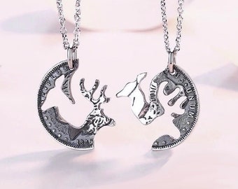 Deer couple deals necklace